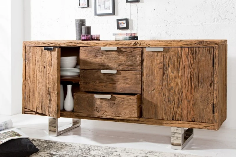 Casa Padrino Luxus Sideboard B.160 x H.75 x T.40 - Fernsehschrank - Kommode - Handgefertigt aus Massivholz!