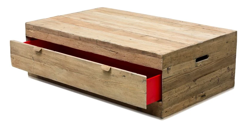 Casa Padrino Landhausstil Couchtisch mit Schublade Naturfarben 130 x 80 x 40 cm