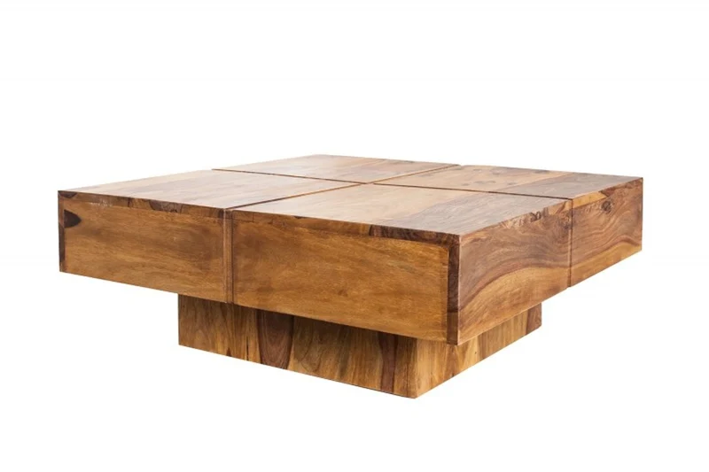 Casa Padrino Designer Massivholz Couchtisch Natur 80 x 30 cm - Salon Wohnzimmer Tisch