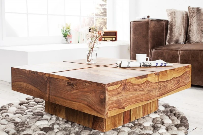 Casa Padrino Designer Massivholz Couchtisch Natur 80 x 30 cm - Salon Wohnzimmer Tisch