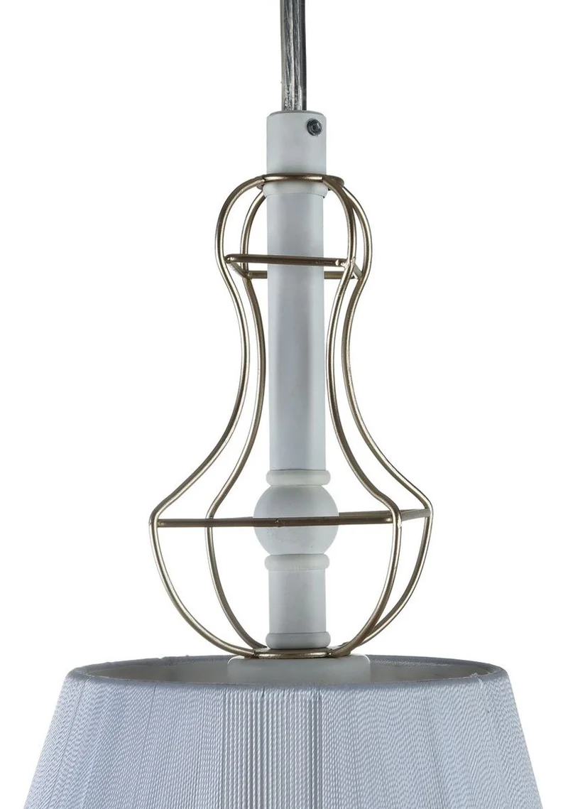 Casa Padrino Barockstil Hängeleuchte mit dekorativer Golddraht Umrahmung, Weiß, Durchmesser 18 cm, Höhe 28 cm