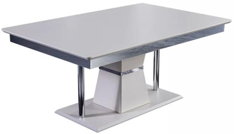 Casa Padrino Luxus Art Deco Couchtisch Weiß / Grau / Silber 102 x 70 x H. 47 cm - Rechteckiger Wohnzimmertisch - Luxus Wohnzimmer Möbel