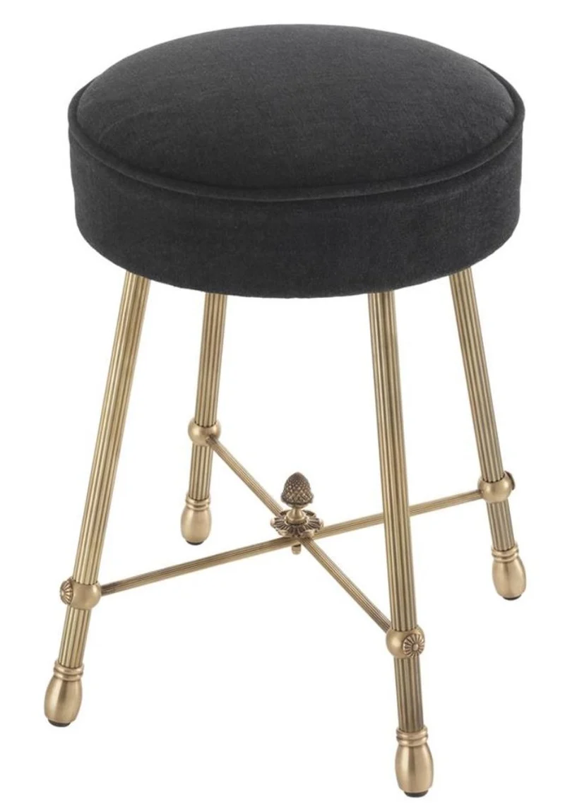 Casa Padrino Luxus Hocker Antik Messing / Schwarz 33,5 x H. 48 cm - Hotel Möbel