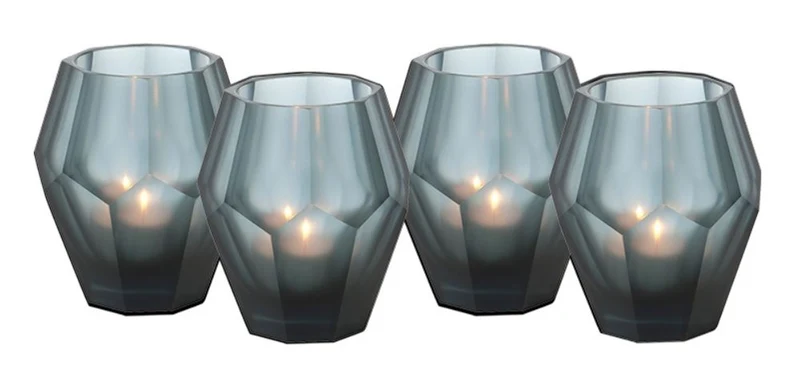 Casa Padrino Teelichthalter 4er Set Blau 8,5 x H. 10 cm - Luxus Qualität