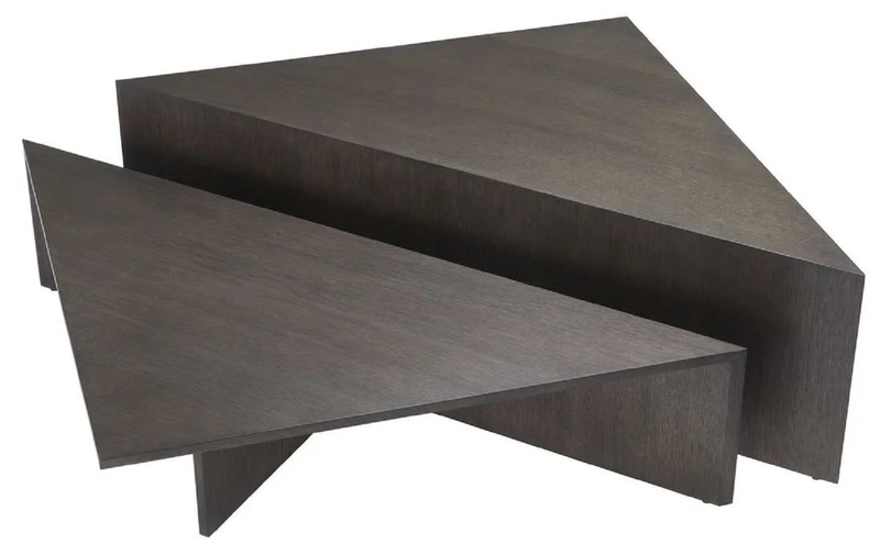 Casa Padrino Luxus Couchtisch Set Mokkafarben - 2 Eichenfurnier Wohnzimmertische - Wohnzimmer Möbel - Luxus Qualität
