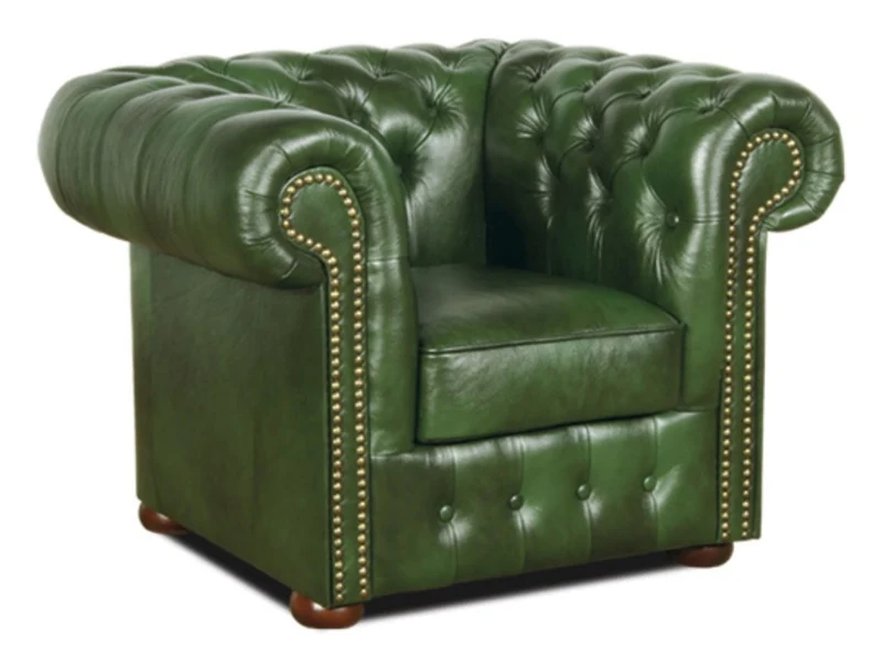 Casa Padrino Chesterfield Echtleder Sessel Grün 110 x 90 x H. 78 cm - Luxus Kollektion