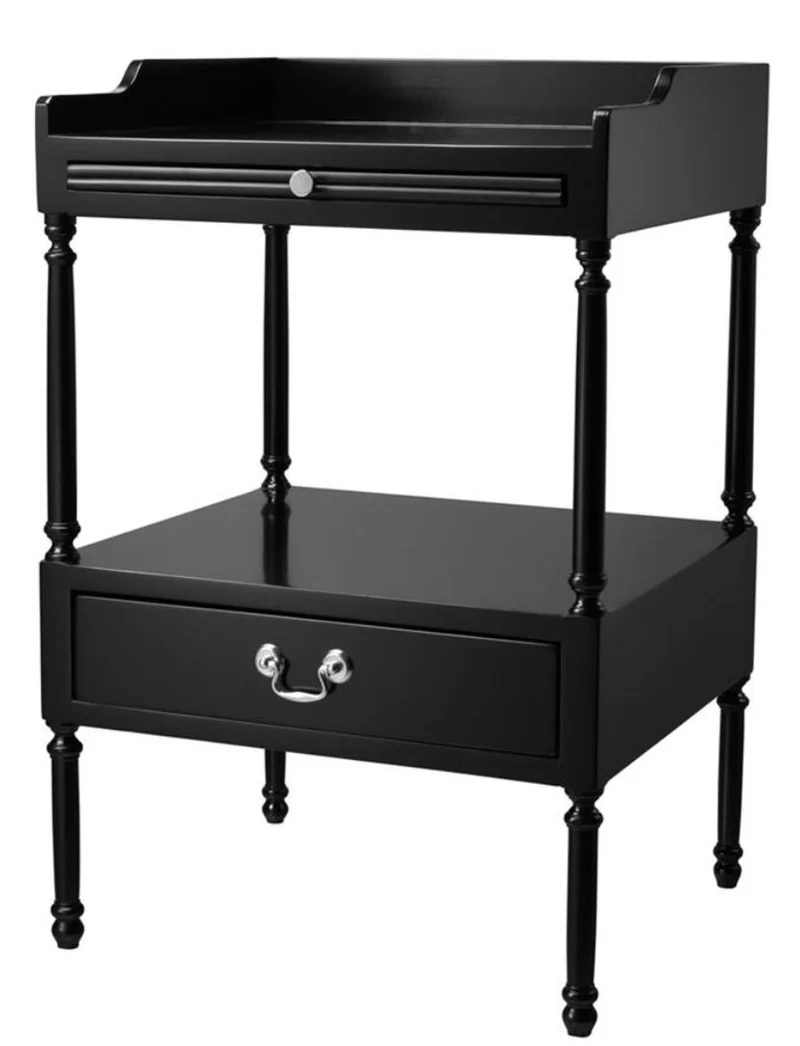 Casa Padrino Luxus Wohnzimmer Beistelltisch Schwarz / Silber 48 x 42 x H. 73 cm - Wohnzimmermöbel