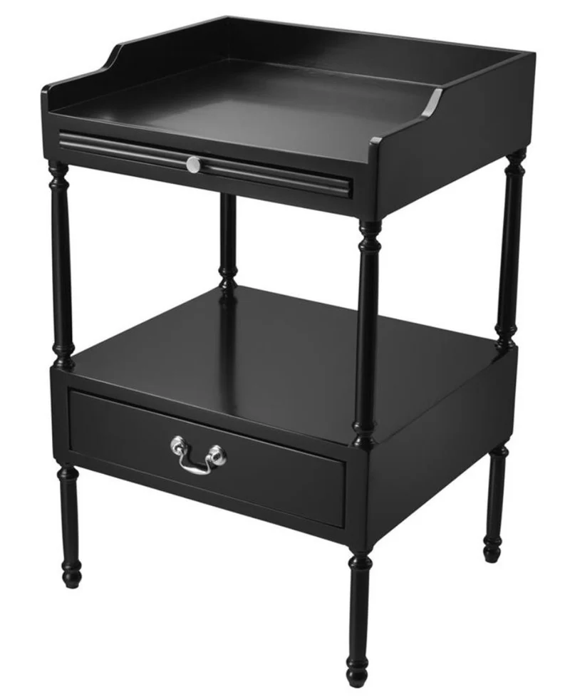 Casa Padrino Luxus Wohnzimmer Beistelltisch Schwarz / Silber 48 x 42 x H. 73 cm - Wohnzimmermöbel