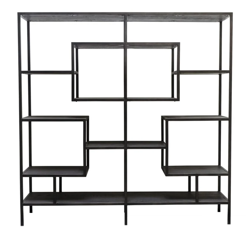 Casa Padrino Designer Regalschrank Schwarz 160 x 40 x H. 160 cm - Luxus Wohnzimmerschrank
