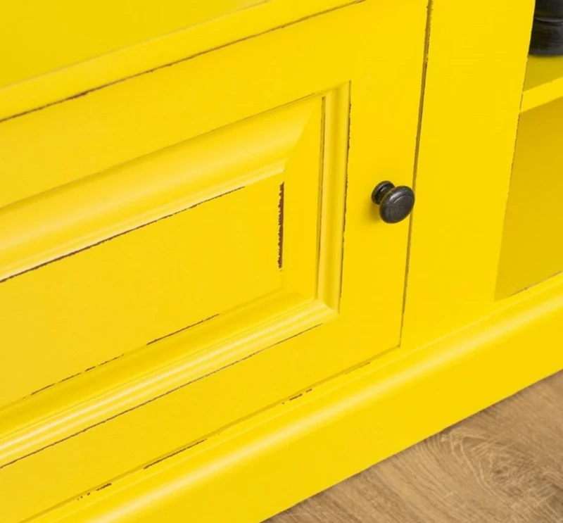 Casa Padrino Landhausstil Garderobe Antik Gelb 180 x 41 x H. 210 cm - Massivholz Garderobenschrank mit Spiegel - Landhausstil Garderobenmöbel