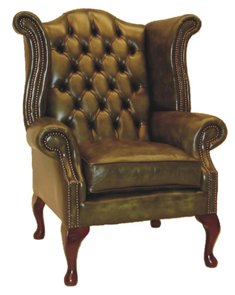 Casa Padrino Echtleder Sessel Vintage Grün - Luxus Wohnzimmer Ohrensessel Möbel Leder Sessel