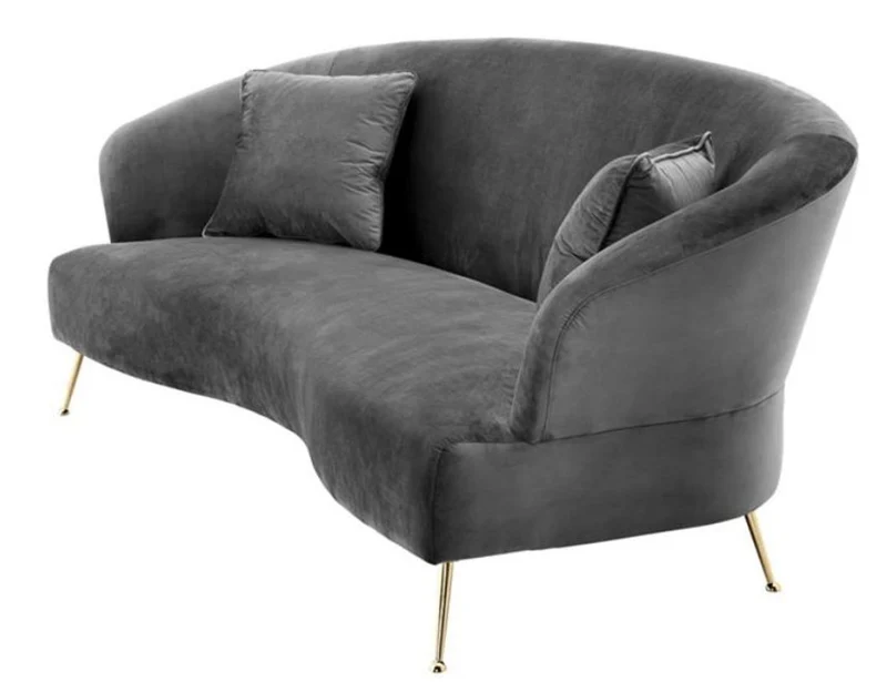 Casa Padrino Sofa Grau / Messing 230 x 100 x H. 87 cm - Luxus Hotel Sofa