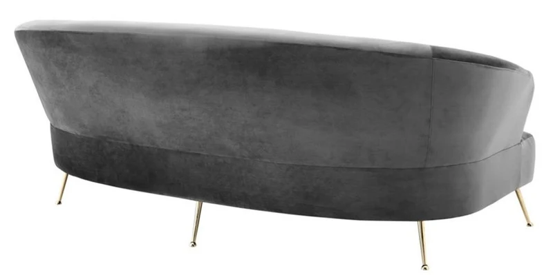 Casa Padrino Sofa Grau / Messing 230 x 100 x H. 87 cm - Luxus Hotel Sofa