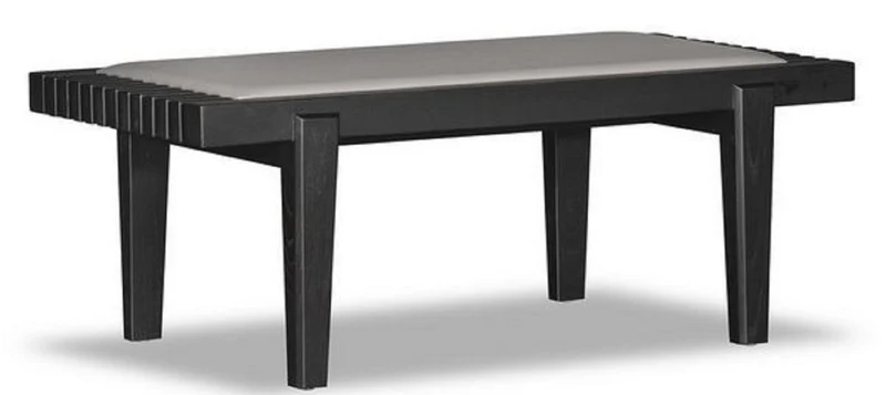 Casa Padrino Luxus Sitzbank Schwarz / Beige 160 x 47 x H. 42 cm - Massive Eichenholz Bank mit Echtleder