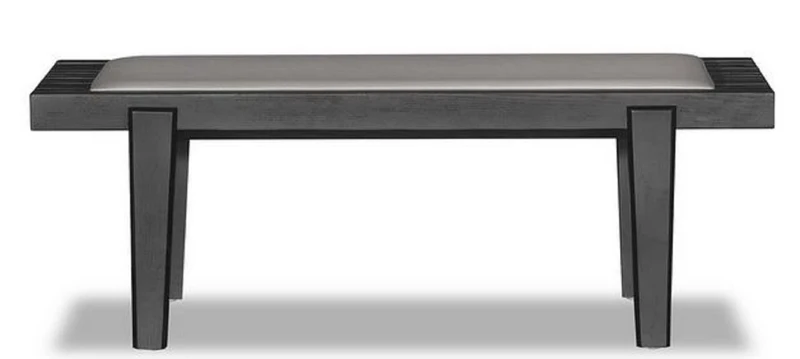 Casa Padrino Luxus Sitzbank Schwarz / Beige 160 x 47 x H. 42 cm - Massive Eichenholz Bank mit Echtleder