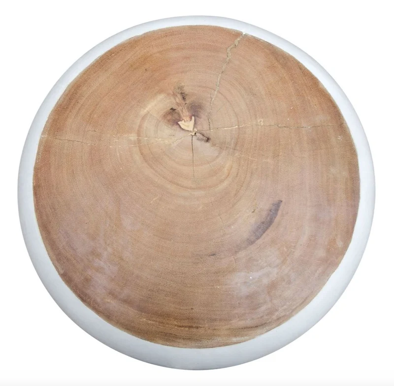 Casa Padrino Beistelltisch Weiß / Naturfarben 40 x H. 54,5 cm - Wohnzimmermöbel