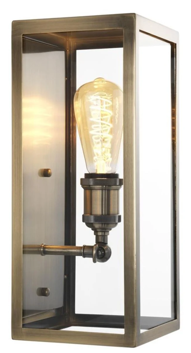 Casa Padrino Luxus Wandleuchte Antik Messing 16 x 16 x H. 36 cm - Hotel Restaurant Wandlampe