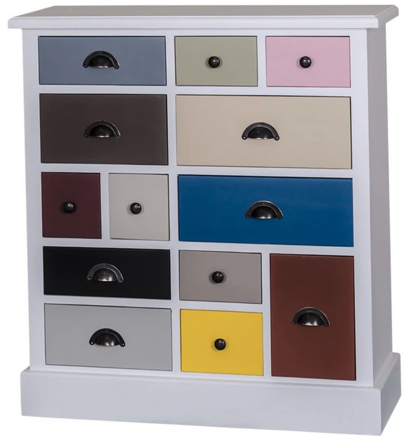 Casa Padrino Landhausstil Kommode Mehrfarbig 90 x 35 x H. 97 cm - Luxus Qualität