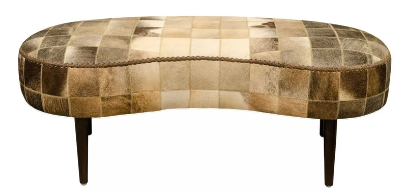 Casa Padrino Luxus Sitzbank mit Kuhfell 130 x 60 x H. 50 cm - Designermöbel