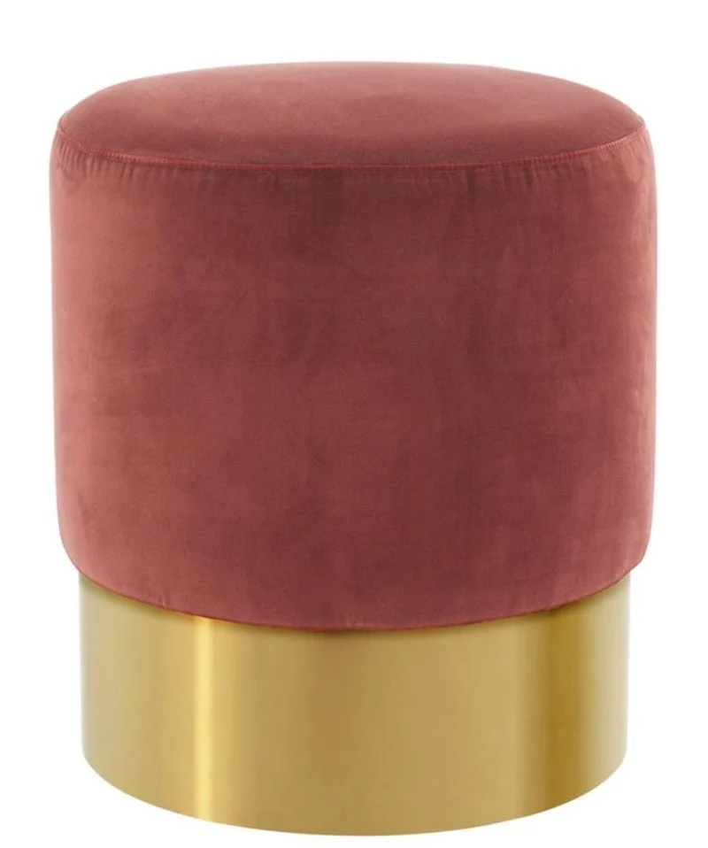 Casa Padrino Luxus Hocker Weinrot / Gold 40 x H. 45 cm - Hotel Möbel