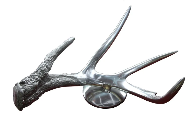 Casa Padrino Luxus Deko Horn aus Aluminium vernickelt - Silber - Länge 37 cm