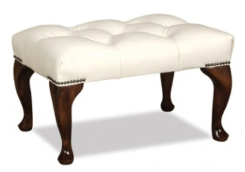 Casa Padrino Chesterfield Echtleder Hocker 60 x 40 x H. 45 cm - Luxus Möbel