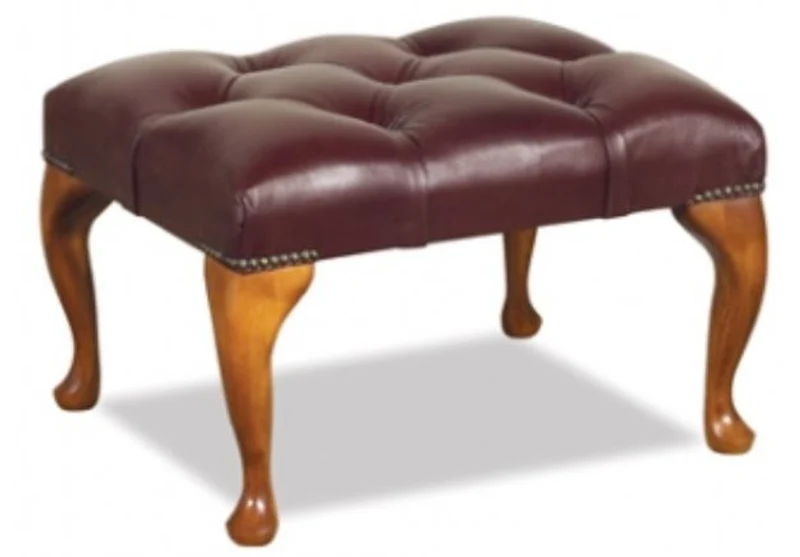 Casa Padrino Chesterfield Echtleder Hocker 60 x 40 x H. 45 cm - Luxus Möbel