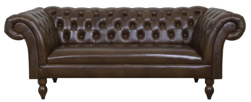 Casa Padrino Luxus Echtleder 2er Sofa Dunkelbraun 180 x 90 x H. 80 cm - Wohnzimmermöbel im Chesterfield Design