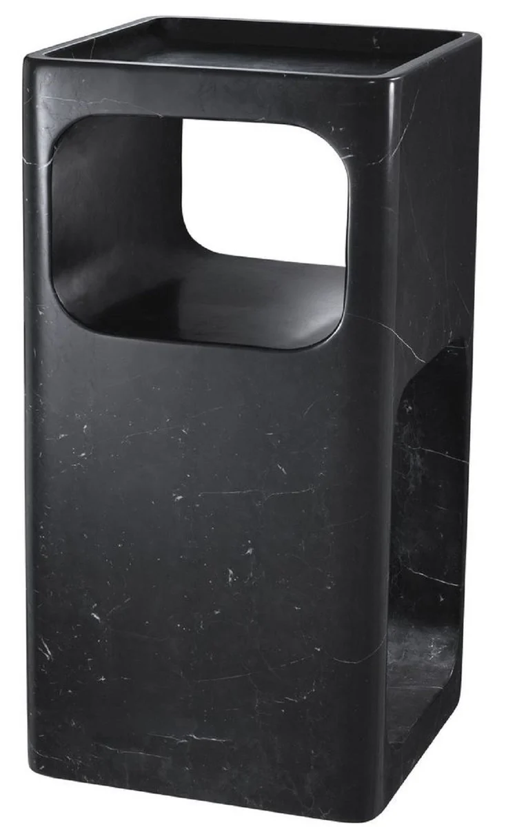 Casa Padrino Designer Marmor Beistelltisch Schwarz 28 x 28 x H. 55 cm - Wohnzimmermöbel - Designer Möbel
