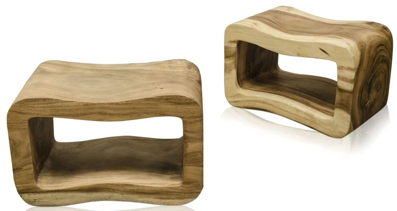 Casa Padrino Luxus Wohnzimmer Beistelltisch Naturfarben 60 x 30 x H. 40 cm - Designer Wohnzimmermöbel