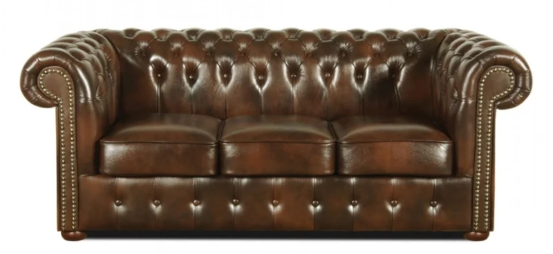 Casa Padrino Chesterfield Wohnzimmer 3er Set Dunkelbraun - Luxus Echtleder Möbel