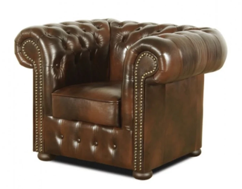 Casa Padrino Chesterfield Wohnzimmer 3er Set Dunkelbraun - Luxus Echtleder Möbel