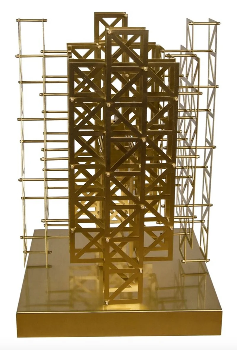 Casa Padrino Designer Tischleuchte Messing 45 x 45 x H. 65 cm - Hotel Möbel