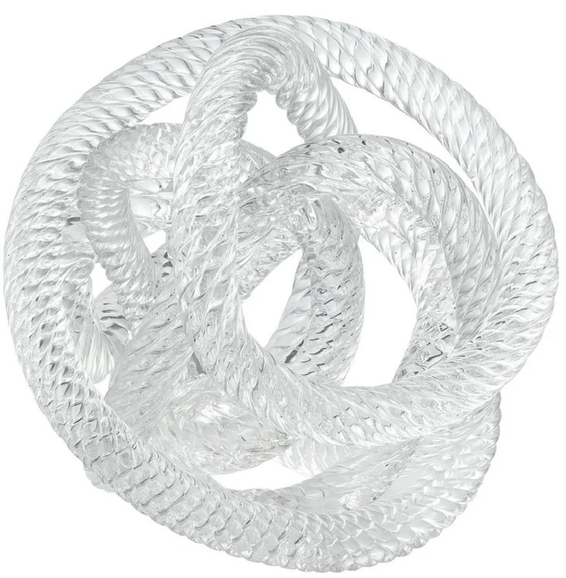 Casa Padrino Luxus Glas Deko Nautisches Pier Seil 15 x 15 x H. 15 cm - Büro Schreibtisch Wohnzimmer Deko Accessoires