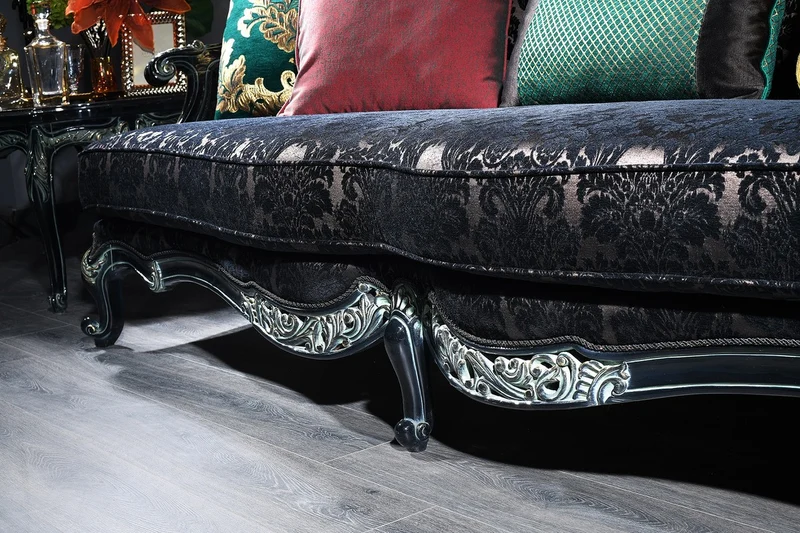 Casa Padrino Luxus Barock Sofa Schwarz / Grün / Gold 240 x 88 x H. 105 cm - Wohnzimmermöbel im Barockstil