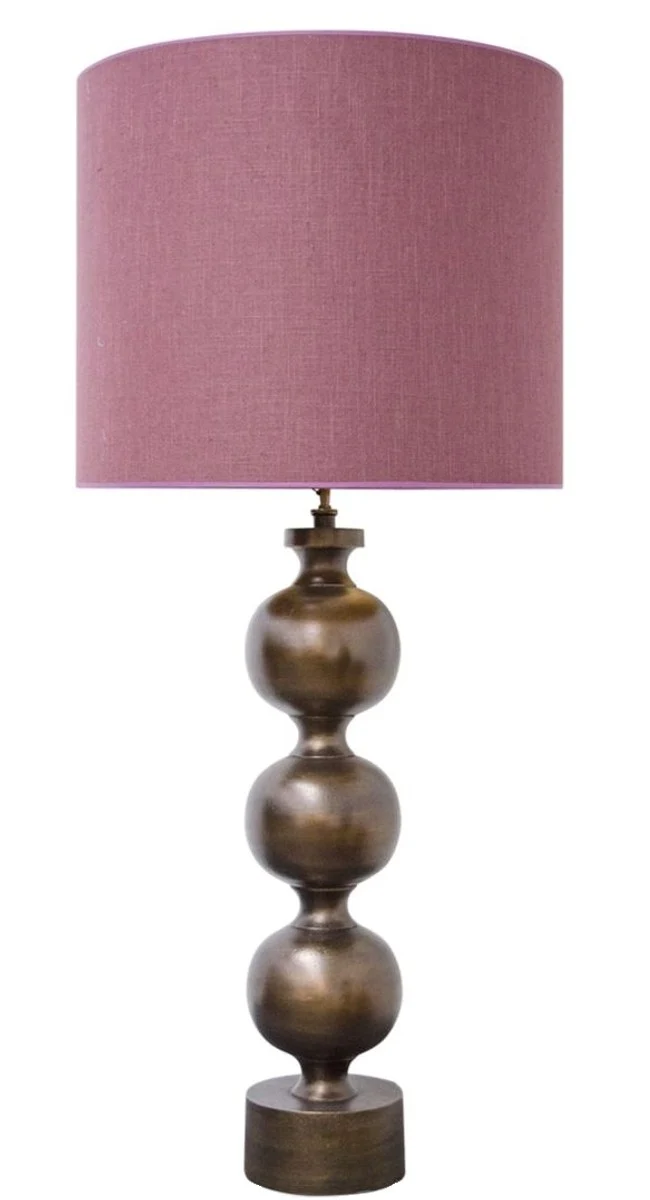 Casa Padrino Luxus Tischleuchte Antik Bronze / Altrosa 60 x H. 136 cm - Luxus Qualität