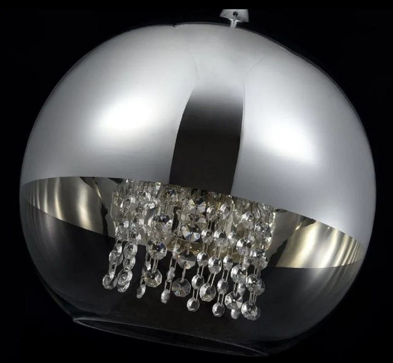 Casa Padrino Hängeleuchte Silber Ø 30 x H. 28 cm - Hängelampe mit rundem Lampenschirm und feinsten Kristall Behängen