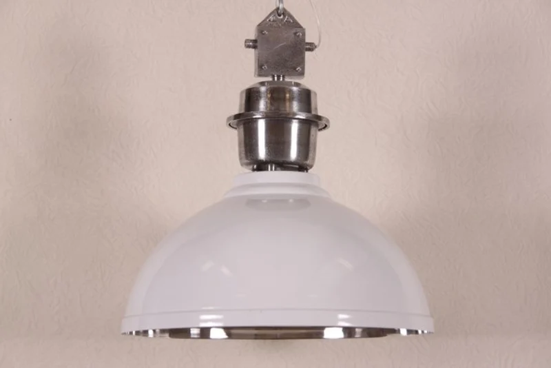 Casa Padrino Vintage Industrie Hängeleuchte, Industrie Design Lampe aus Aluminium in Epoxy Weiß, Durchmesser 52 cm