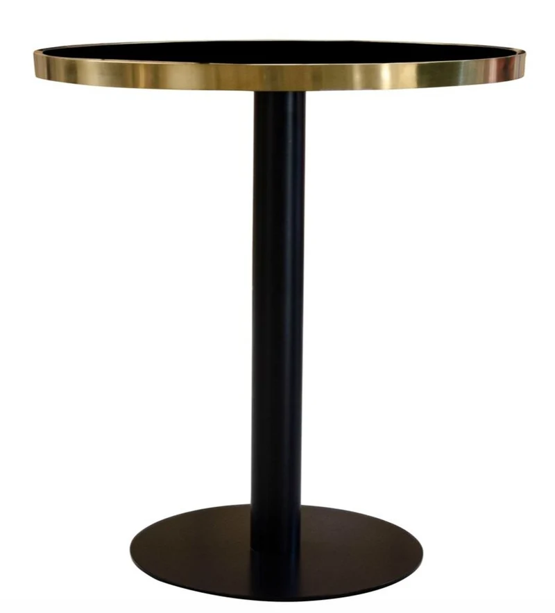 Casa Padrino Luxus Esstisch Schwarz / Gold 70 x H. 76 cm - Designer Esszimmermöbel