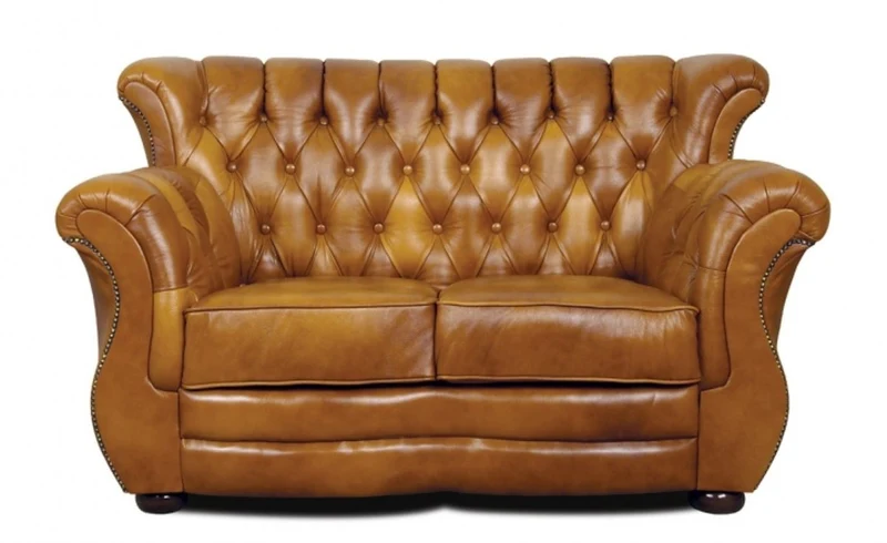 Casa Padrino Luxus Chesterfield Echtleder 2er Sofa Braun 150 x 85 x H. 90 cm - Echtleder Möbel