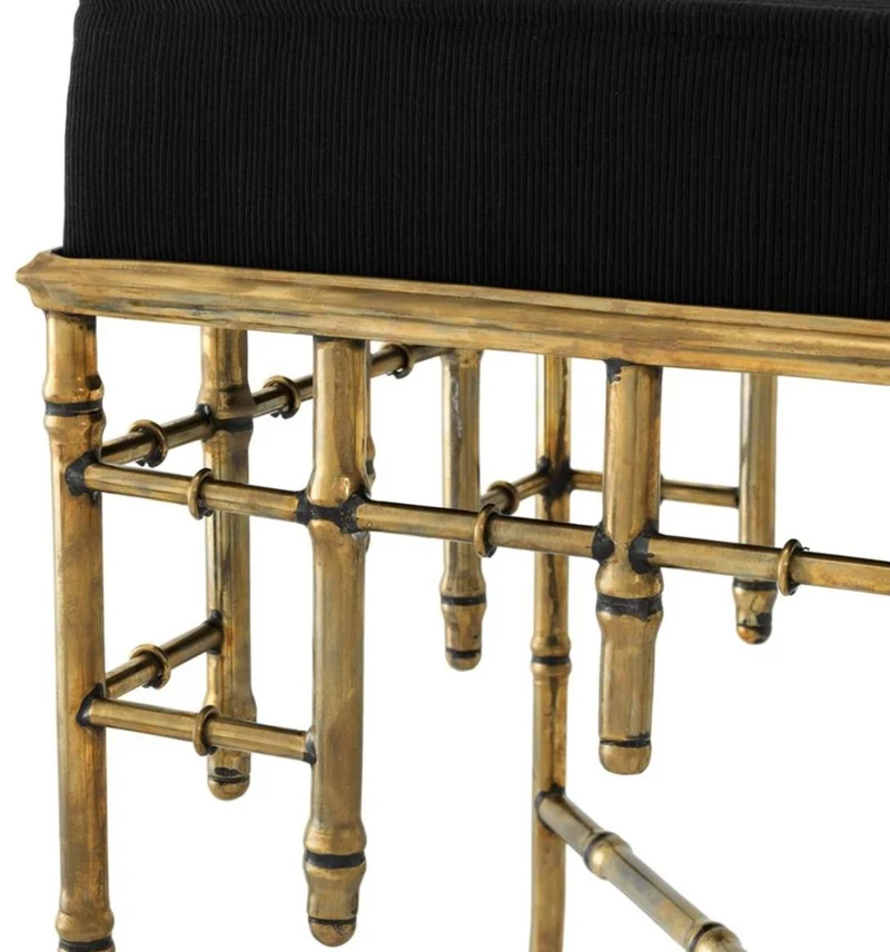 Casa Padrino Designer Hocker Vintage Messing / Schwarz 40 x 40 x H. 48,5 cm - Luxus Sitzhocker