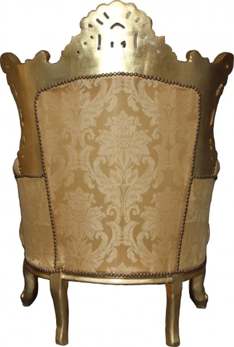 Casa Padrino Barock Sessel Al Capone Mod2 Gold Muster / Gold 90 x 80 x H. 127 cm - Barock Möbel
