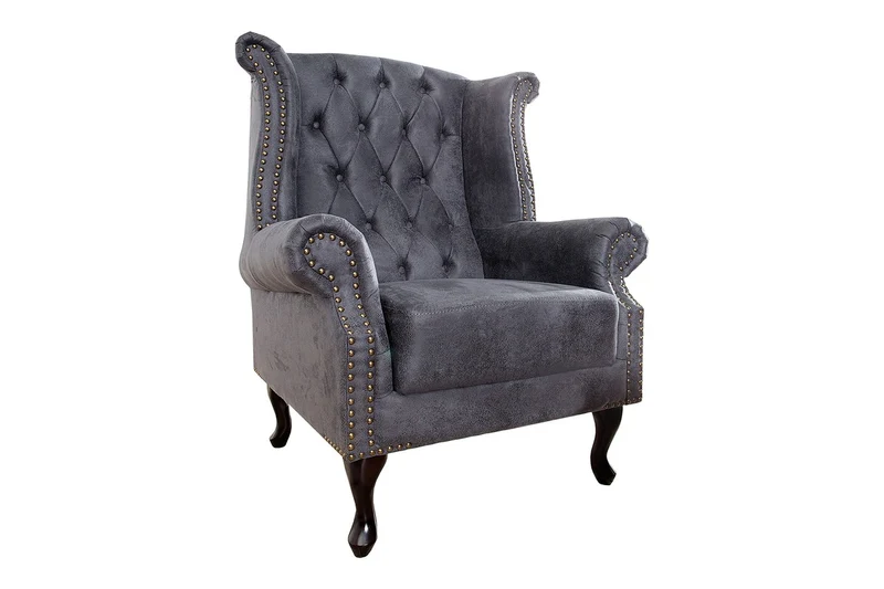 Chesterfield Sessel Antik Grau aus dem Hause Casa Padrino