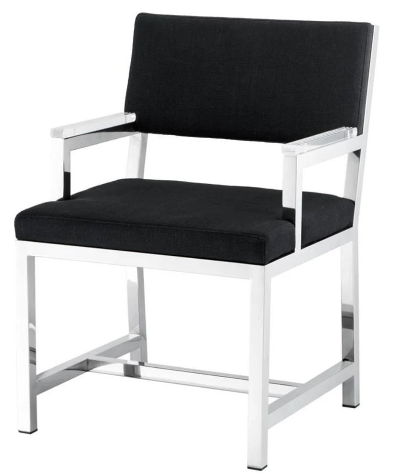 Casa Padrino Designer Stuhl mit Armlehnen 55 x 59 x H. 82 cm - Luxus Büromöbel