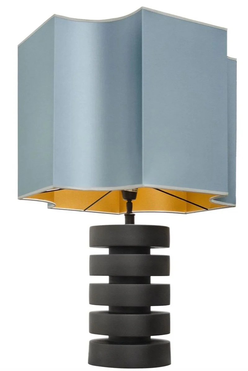 Casa Padrino Luxus Tischlampe Mattschwarz / Türkis 55 x H. 78 cm - Luxus Qualität