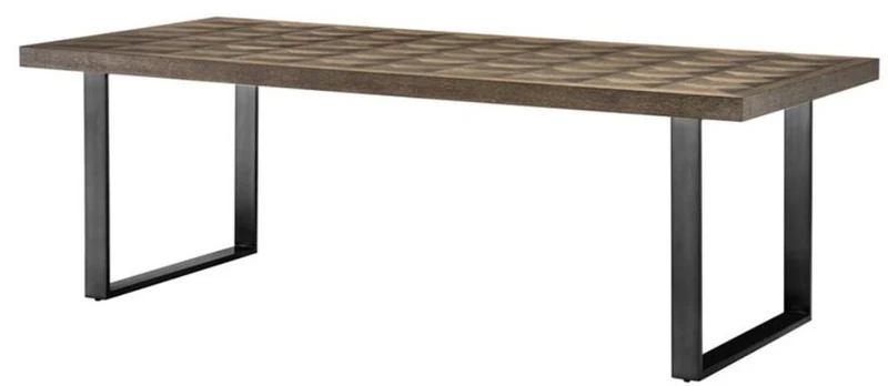 Casa Padrino Esstisch Braun / Bronze 230 x 100 x H. 75 cm - Luxus Küchentisch mit Eichenfurnier Tischplatte