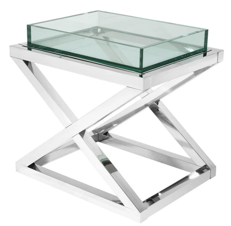 Casa Padrino Designer Beistelltisch Silber 61 x 48 x H. 58,5 cm - Luxus Hotel Möbel