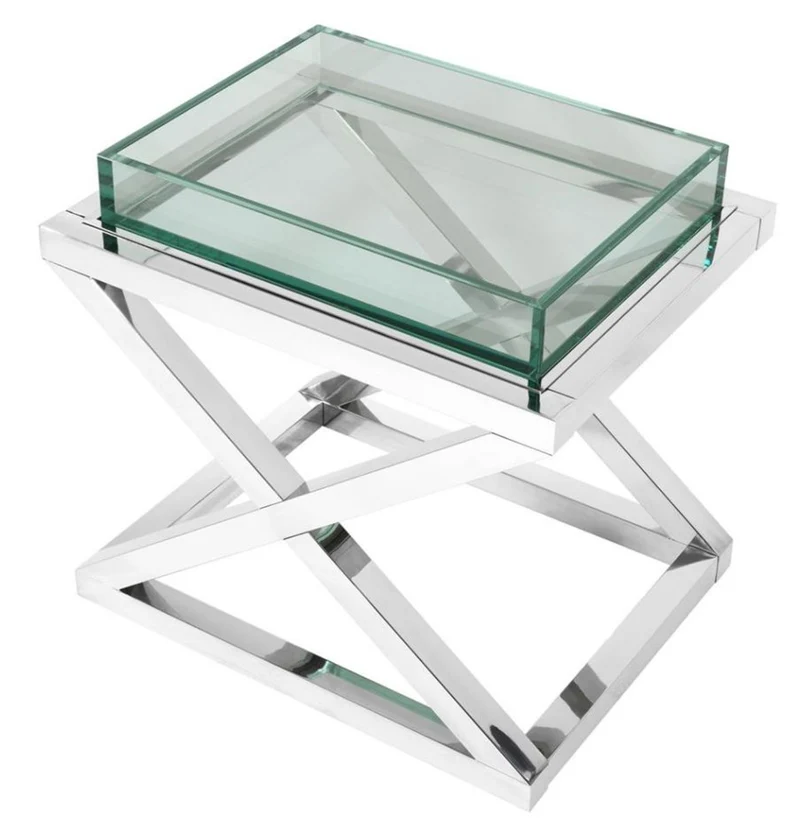 Casa Padrino Designer Beistelltisch Silber 61 x 48 x H. 58,5 cm - Luxus Hotel Möbel