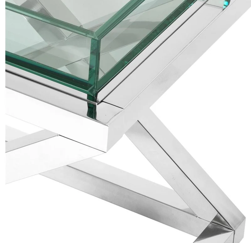 Casa Padrino Designer Beistelltisch Silber 61 x 48 x H. 58,5 cm - Luxus Hotel Möbel