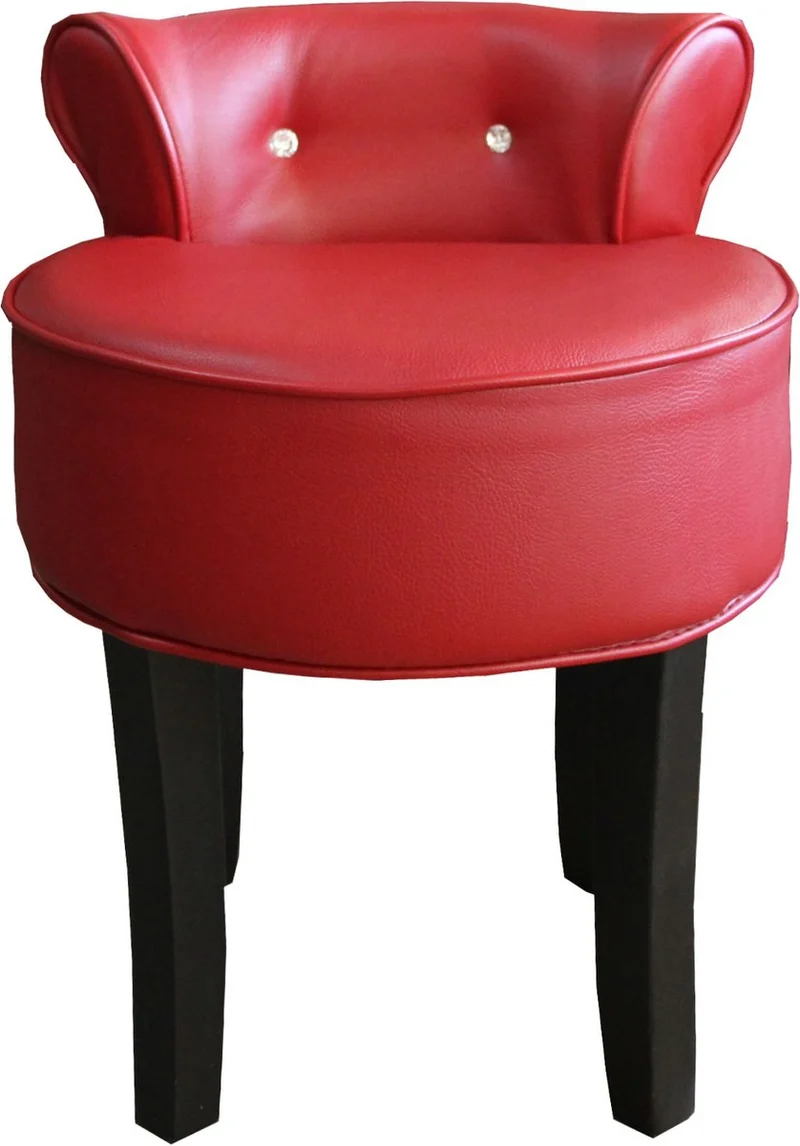 Casa Padrino Designer Hocker Boston Schwarz/Schwarz mit Bling Bling Steinen - Barock Schminktisch Stuhl 45 x 45 x 56 cm